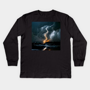 Stormy Night at Sea Kids Long Sleeve T-Shirt